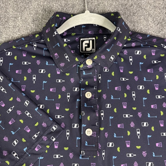 FootJoy Other - Footjoy Polo Shirt Mens M Transfusion AOP Performance Golf Cocktails Wine EUC